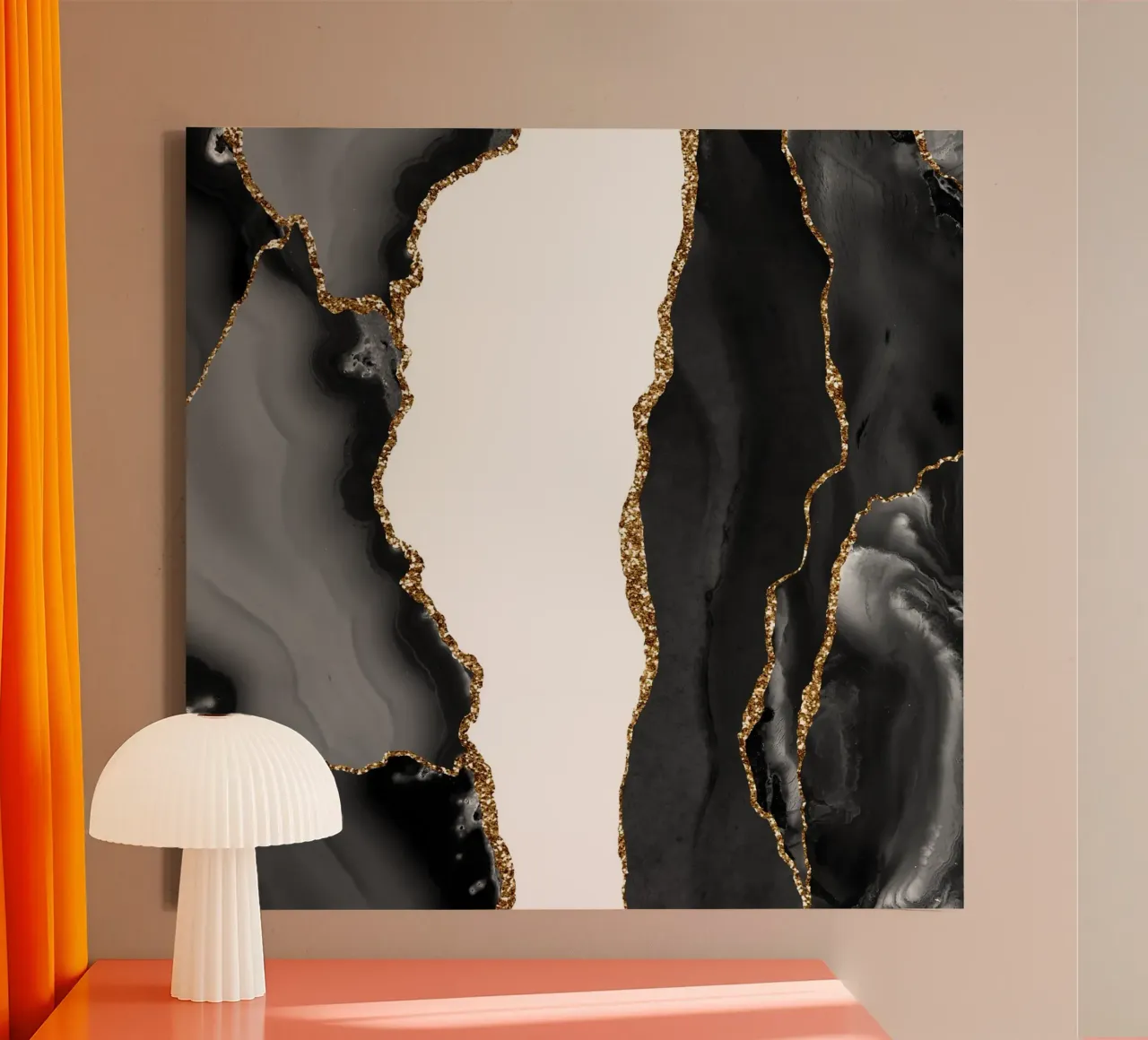 Texture agata nera e oro 07 tela con Cornice a cassetta da Gemstone Textures