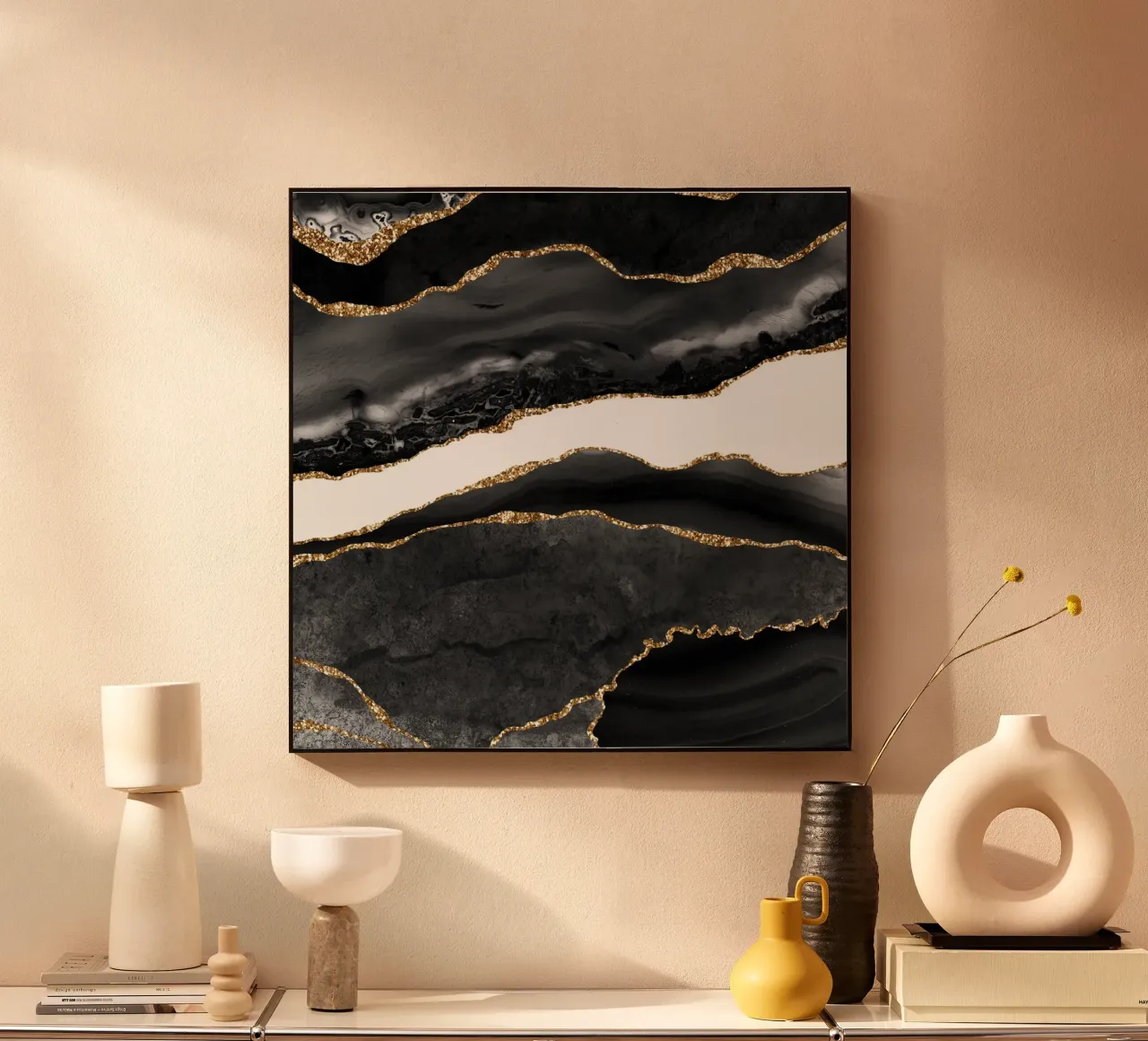 Agata nera e oro Texture 08 pannello forex da Gemstone Textures