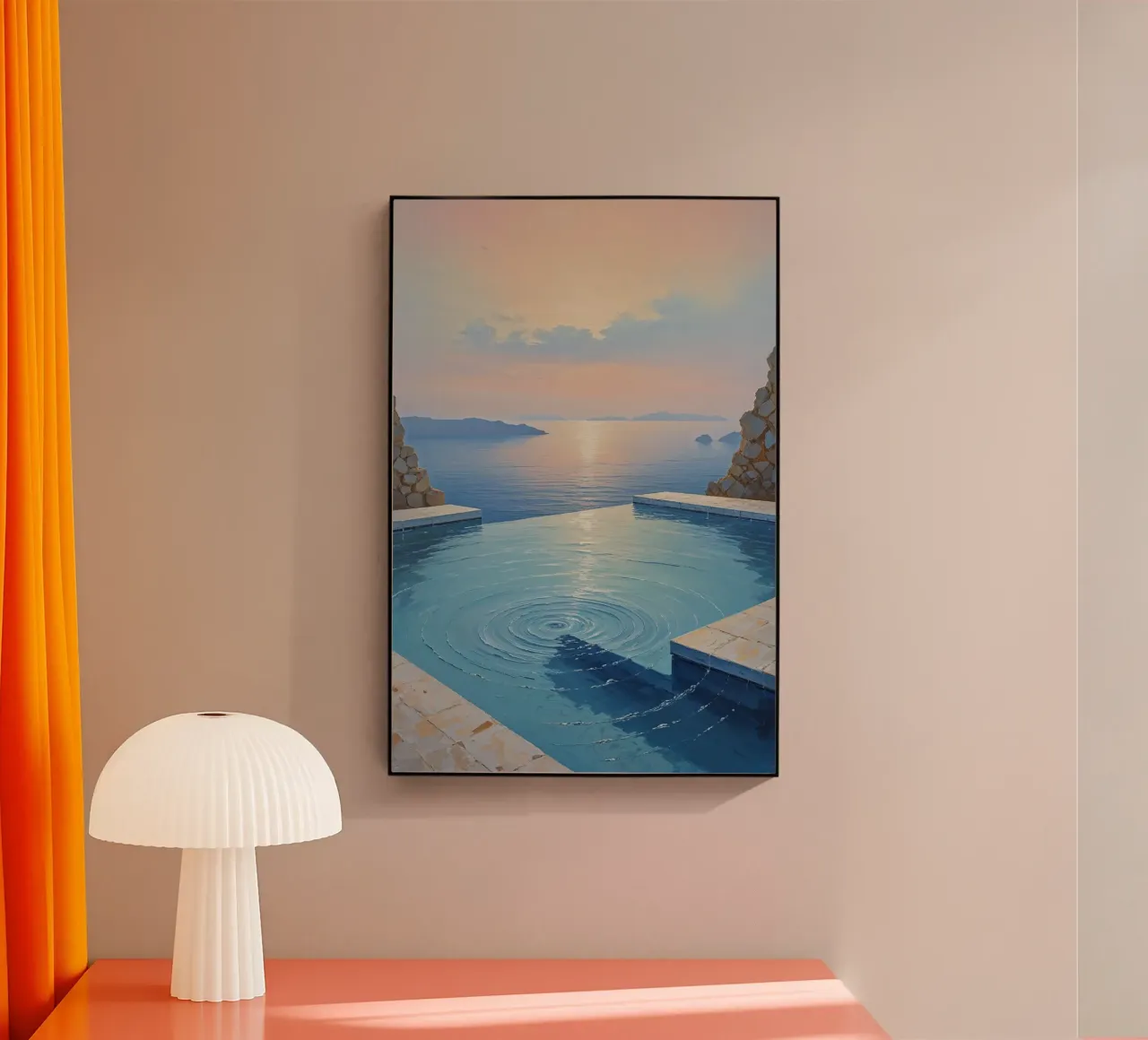 Infinity Pool with Sunset Reflection acryl van AlbertKlee