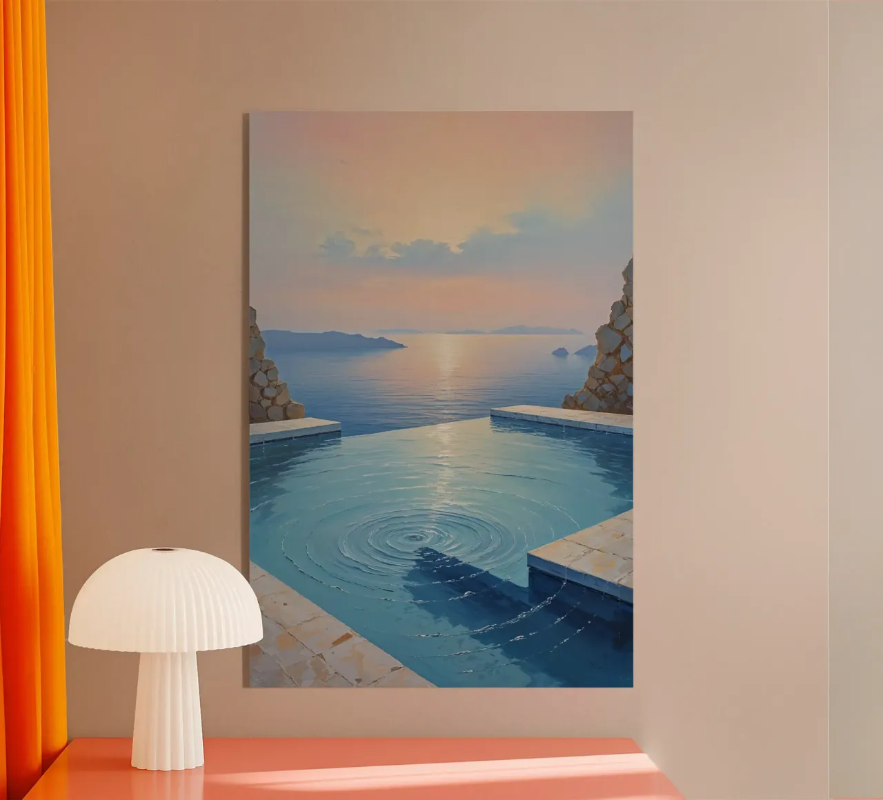 Infinity Pool with Sunset Reflection acryl van AlbertKlee