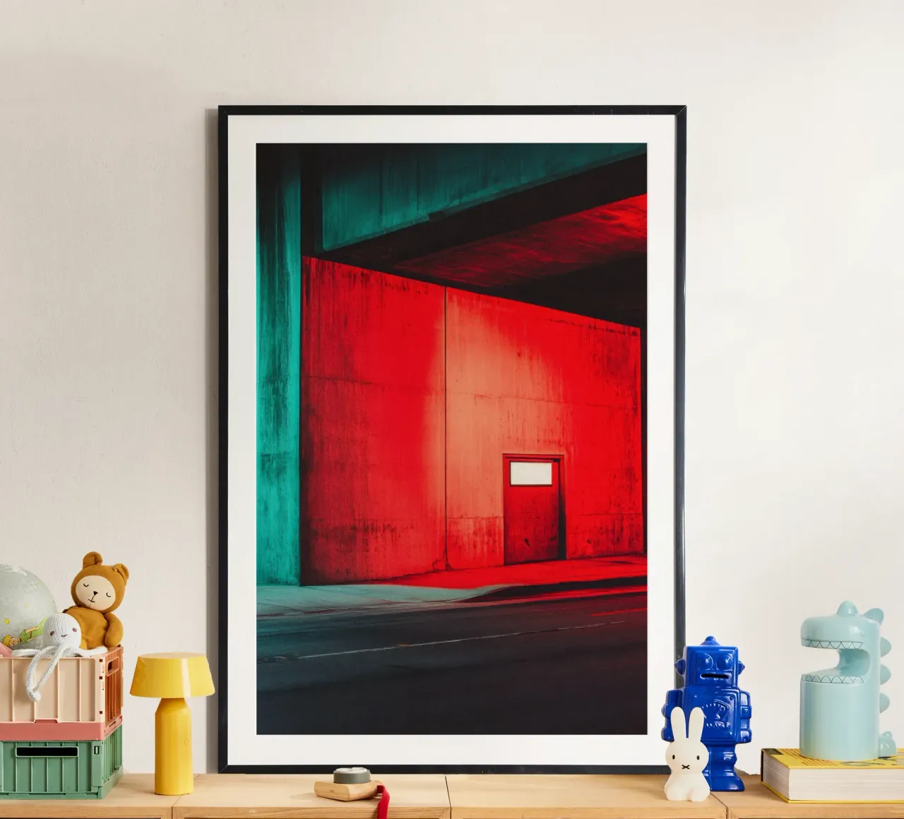 Portail Rouge: Linee e luci urbane poster con telaio in plastica da By Night