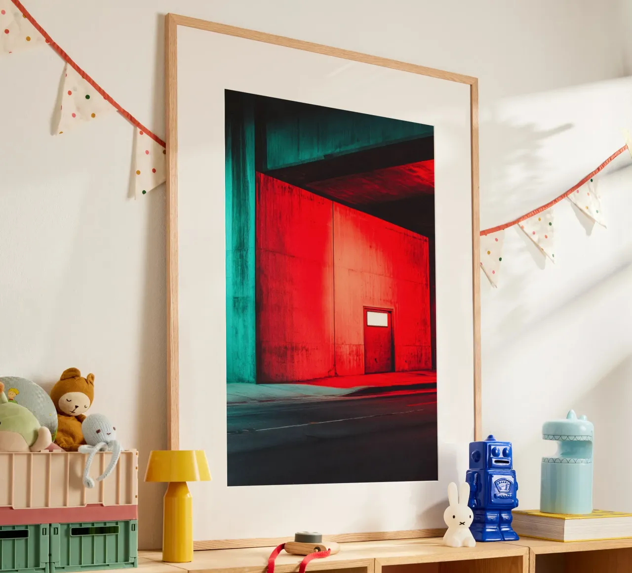 Portail Rouge: Linee e luci urbane poster con telaio in plastica da By Night
