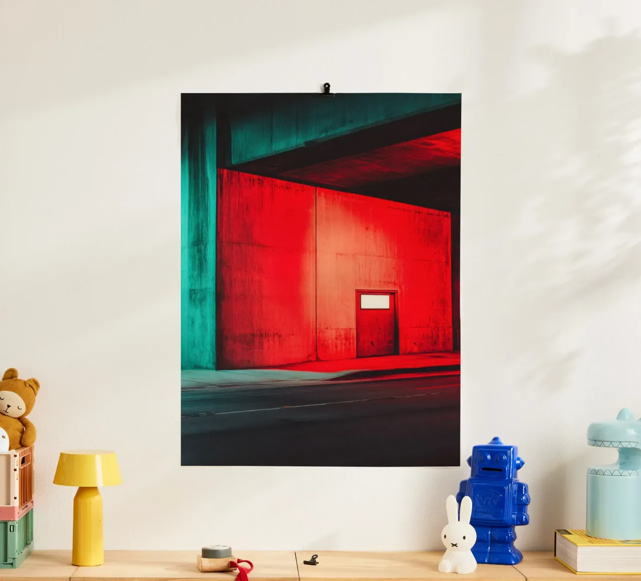 Portail Rouge: Linee e luci urbane poster con telaio in plastica da By Night
