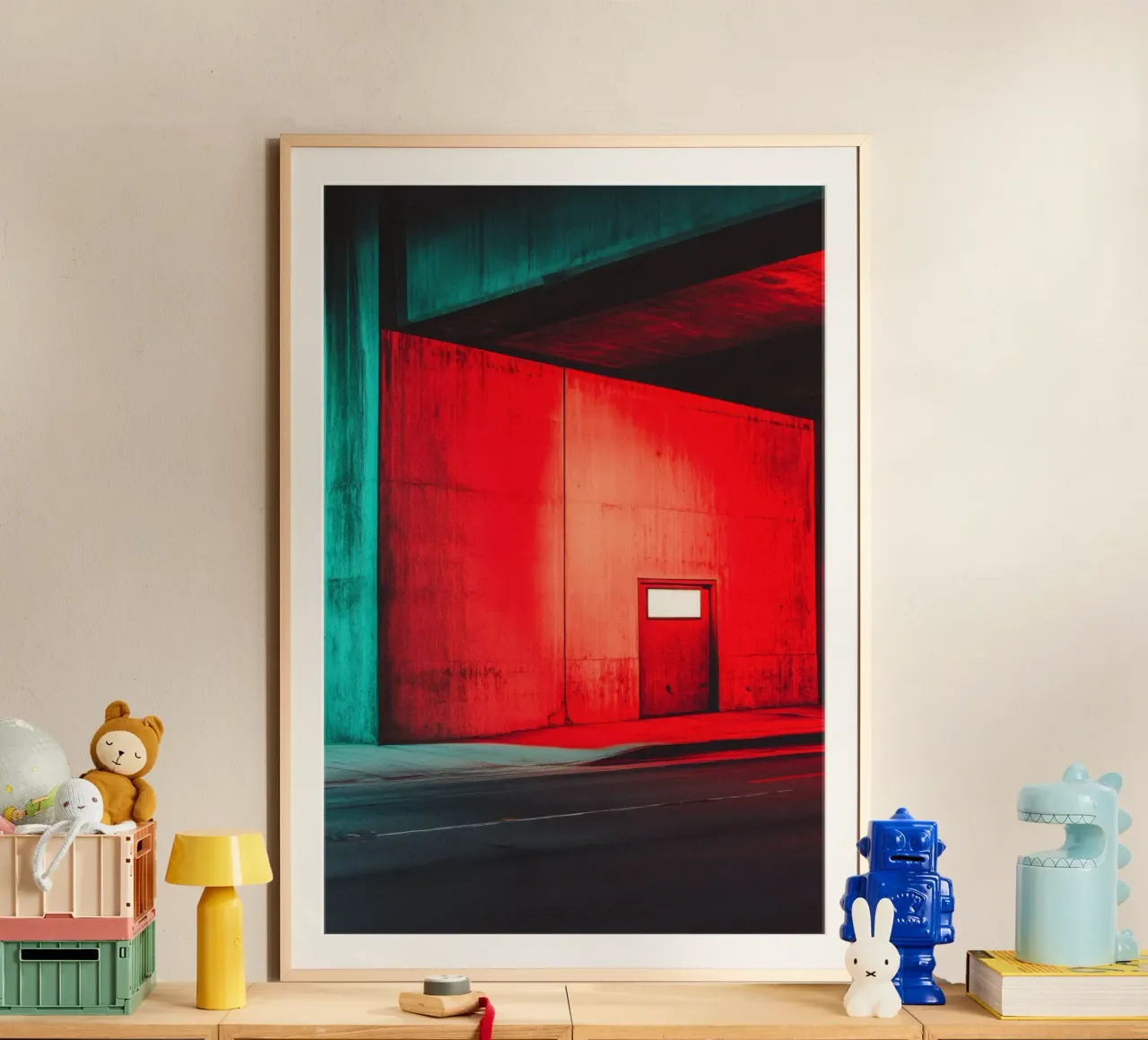 Portail Rouge: Linee e luci urbane poster con telaio in plastica da By Night