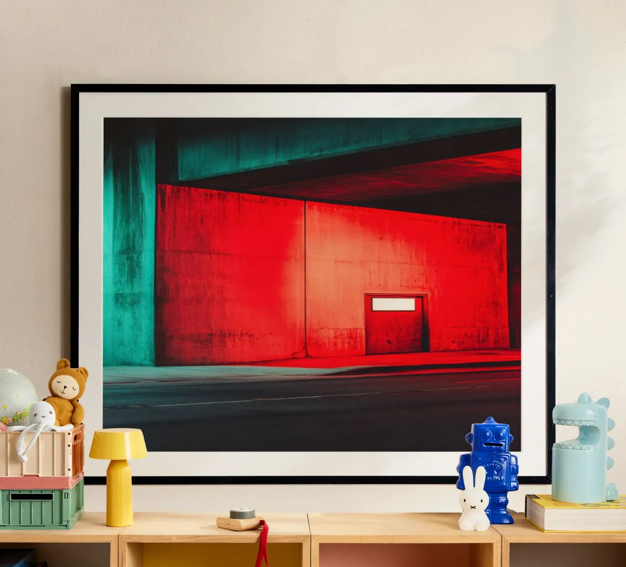 Portail Rouge: Linee e luci urbane poster con telaio in plastica da By Night