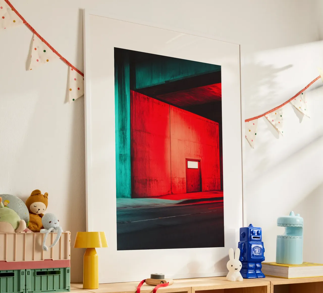 Portail Rouge: Linee e luci urbane poster con telaio in plastica da By Night
