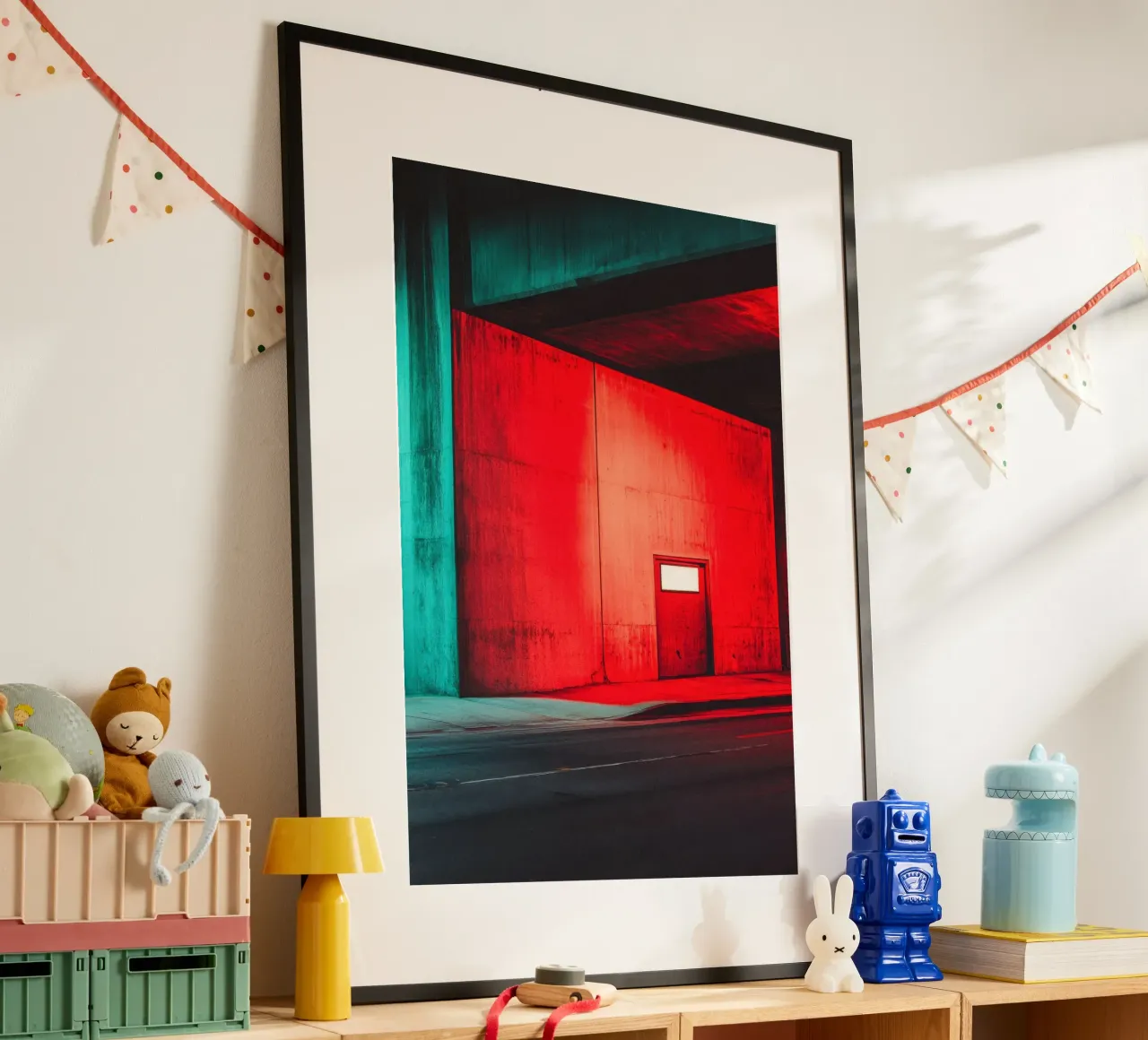 Portail Rouge: Linee e luci urbane poster con telaio in plastica da By Night