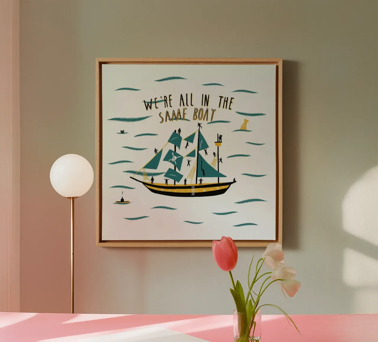 All in the Same Boat canvas with Floater frame by Alex Foster