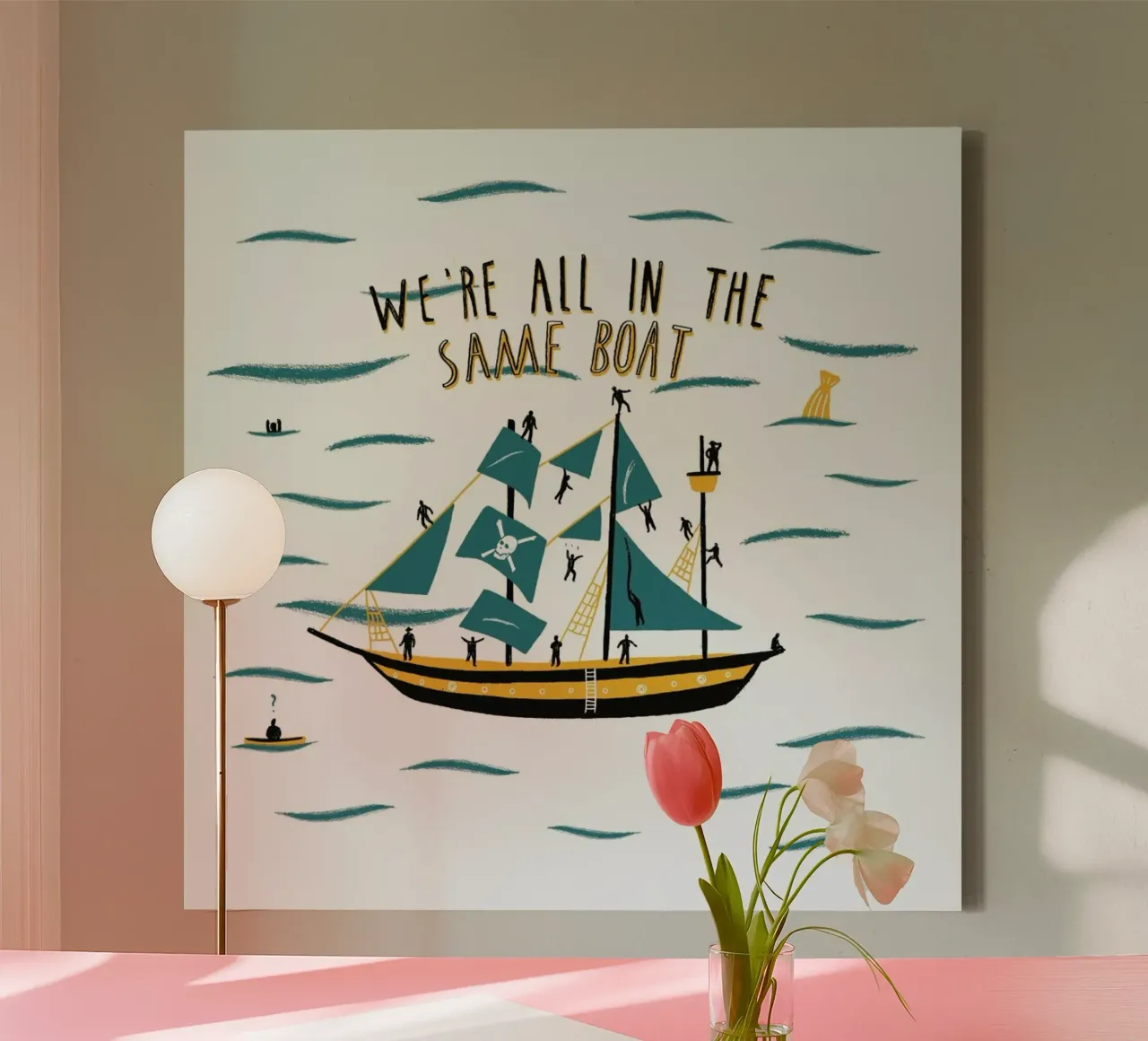 All in the Same Boat canvas with Floater frame by Alex Foster
