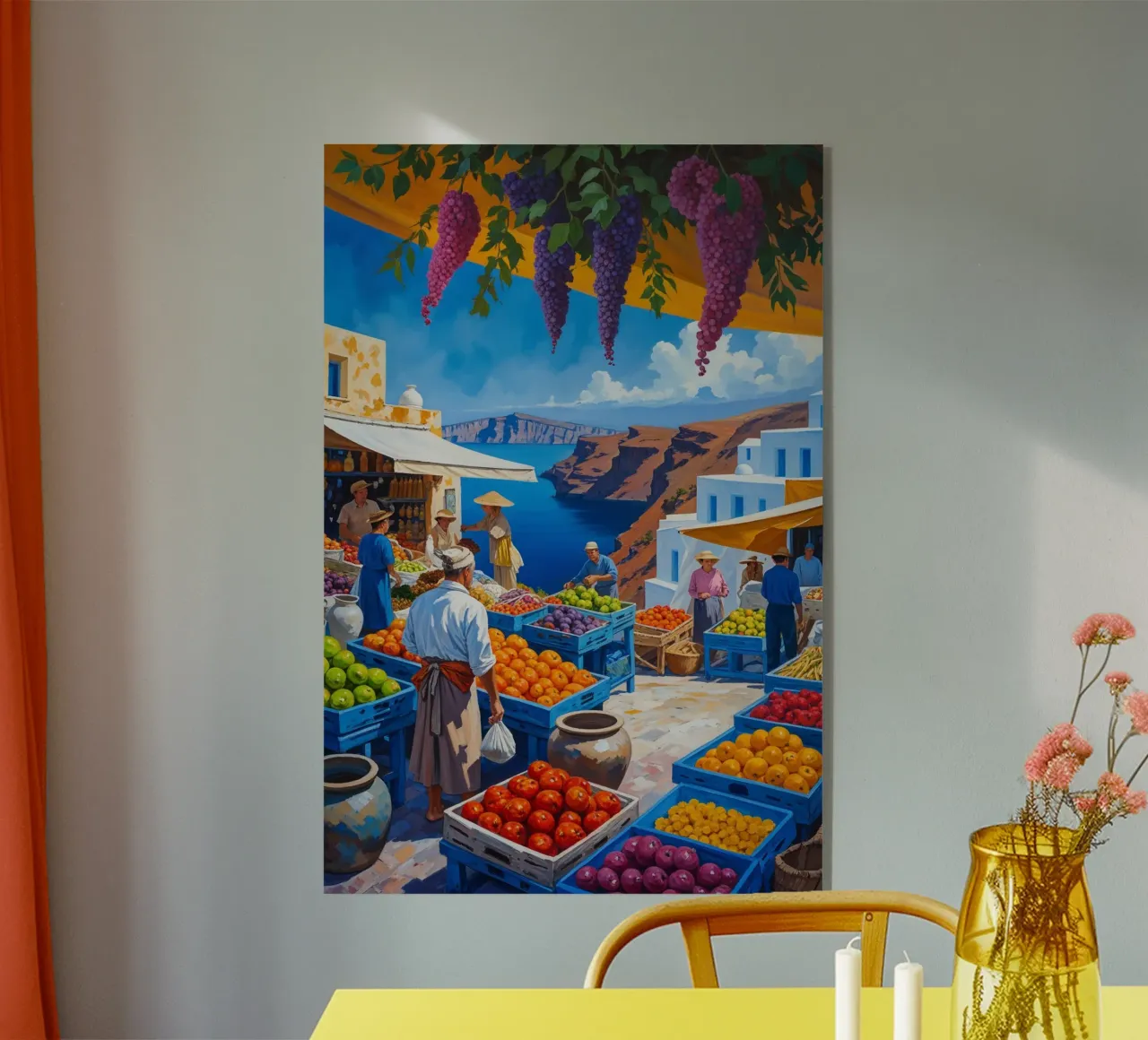 Santorini's Market with Grapevines and Aegean View plexiglass da AlbertKlee