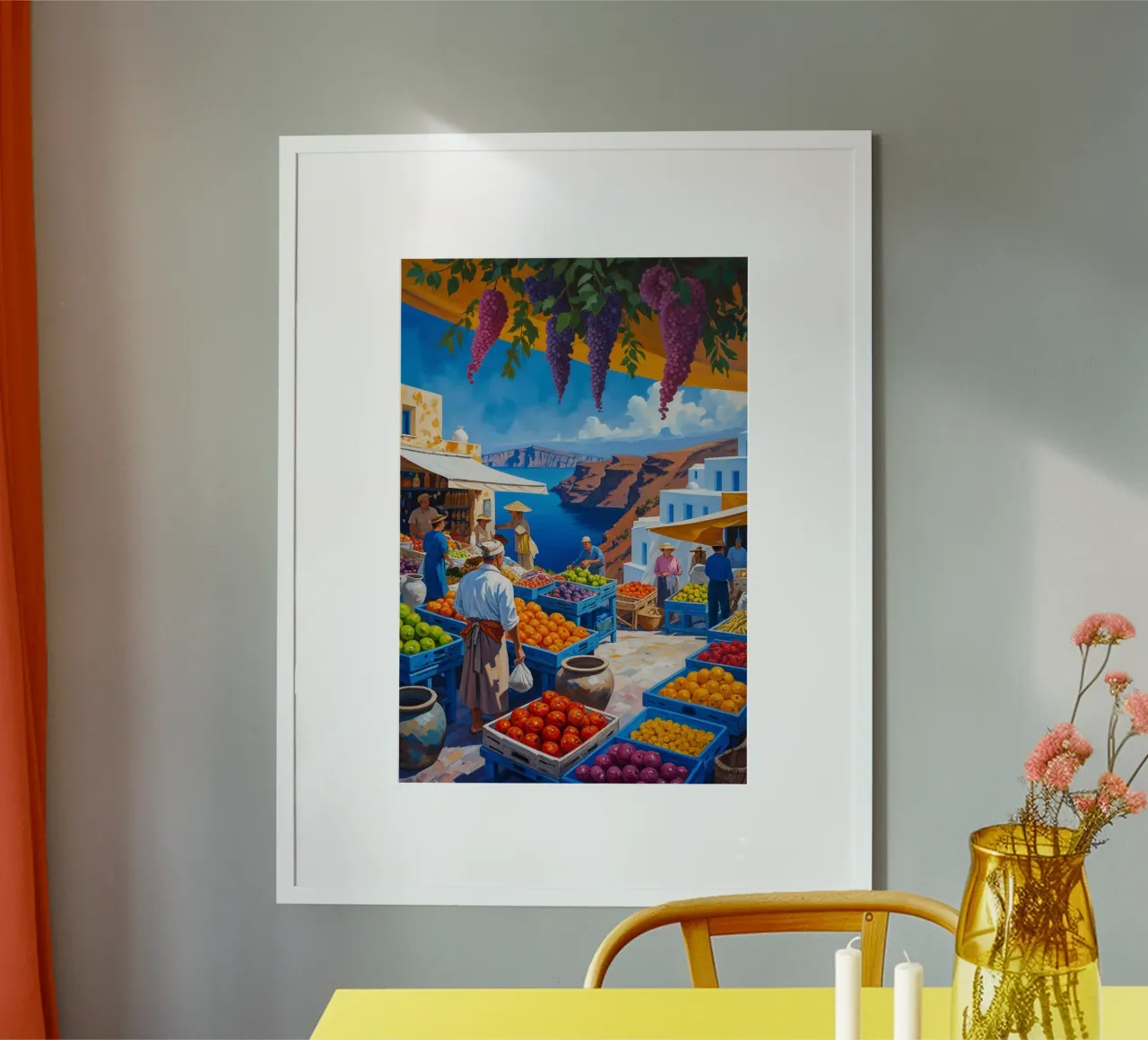 Santorini's Market with Grapevines and Aegean View Hahnemühle von AlbertKlee