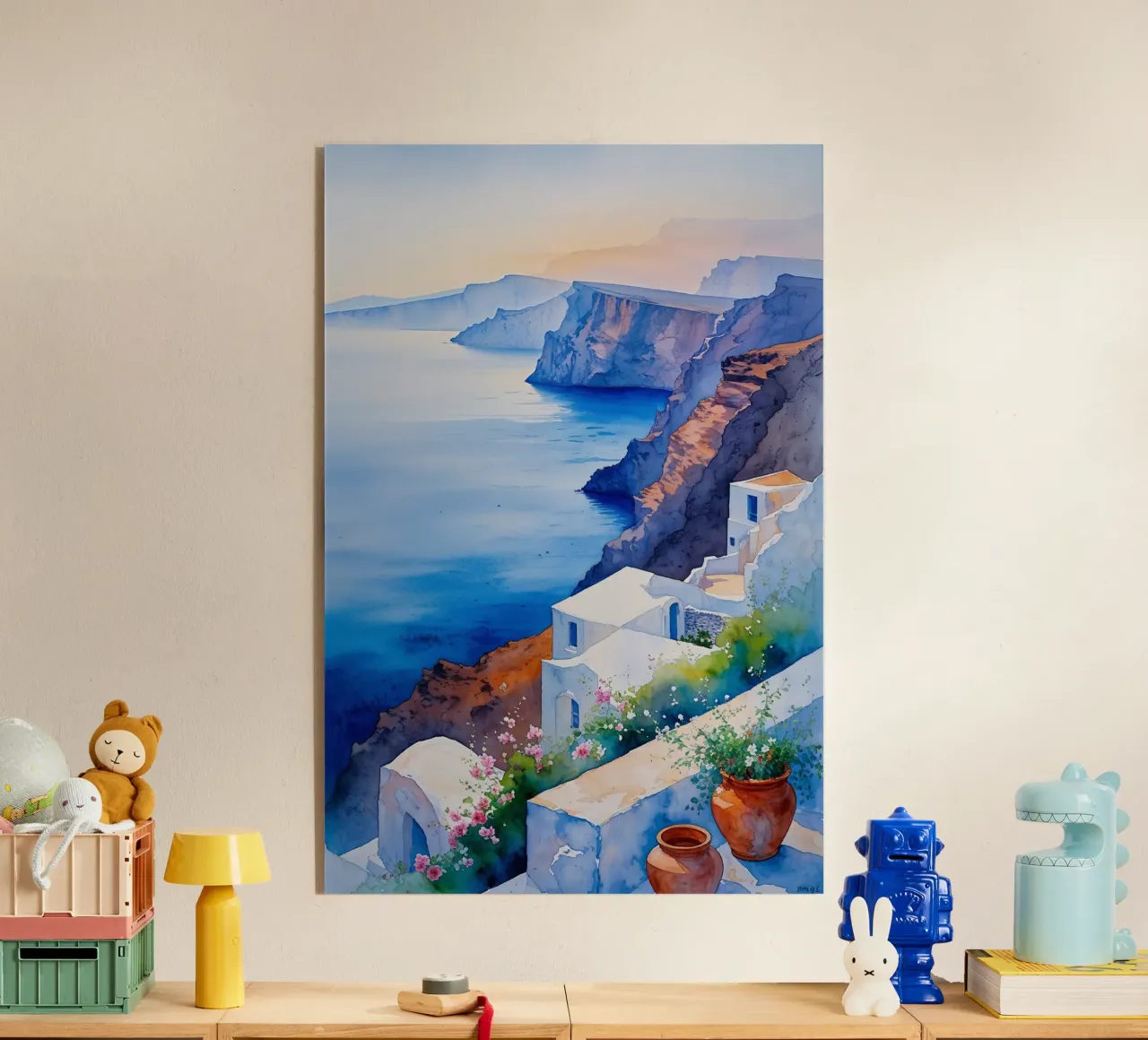 Santorini's Timeless Watercolor Charm plexiglass da AlbertKlee