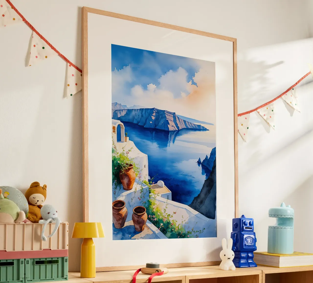 Santorini Morning Serenity poster da AlbertKlee