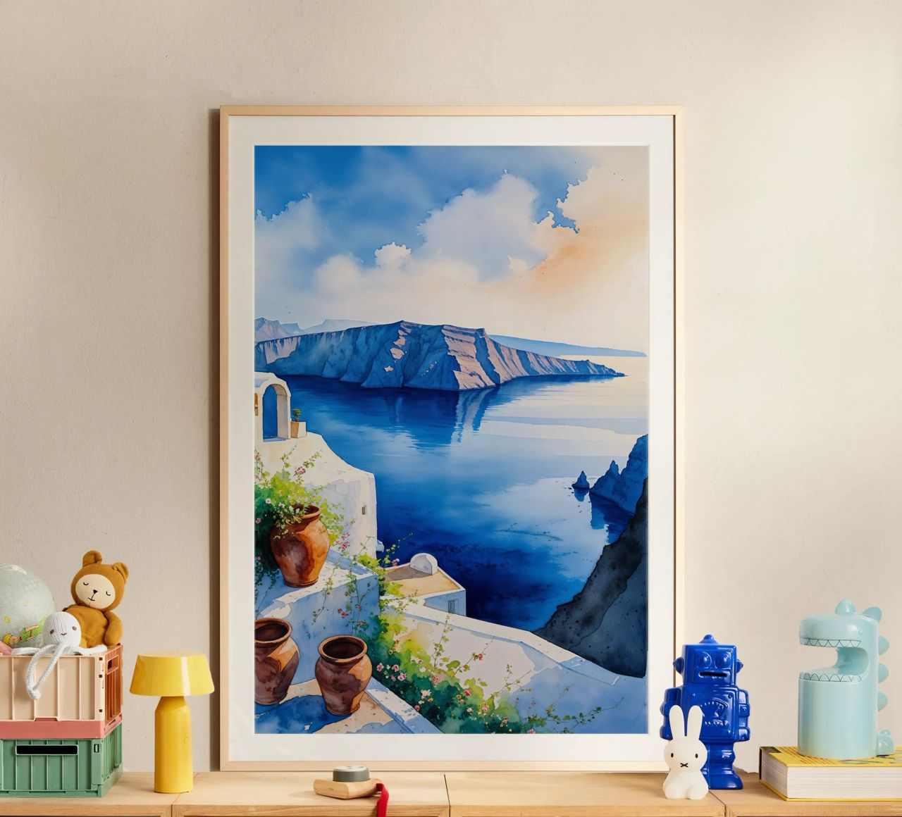Santorini Morning Serenity Poster von AlbertKlee