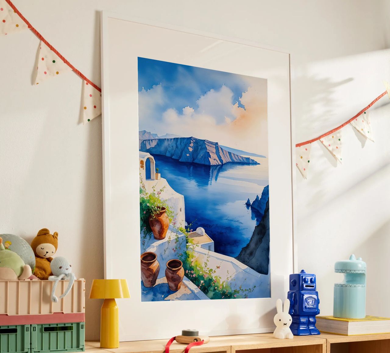 Santorini Morning Serenity Poster von AlbertKlee