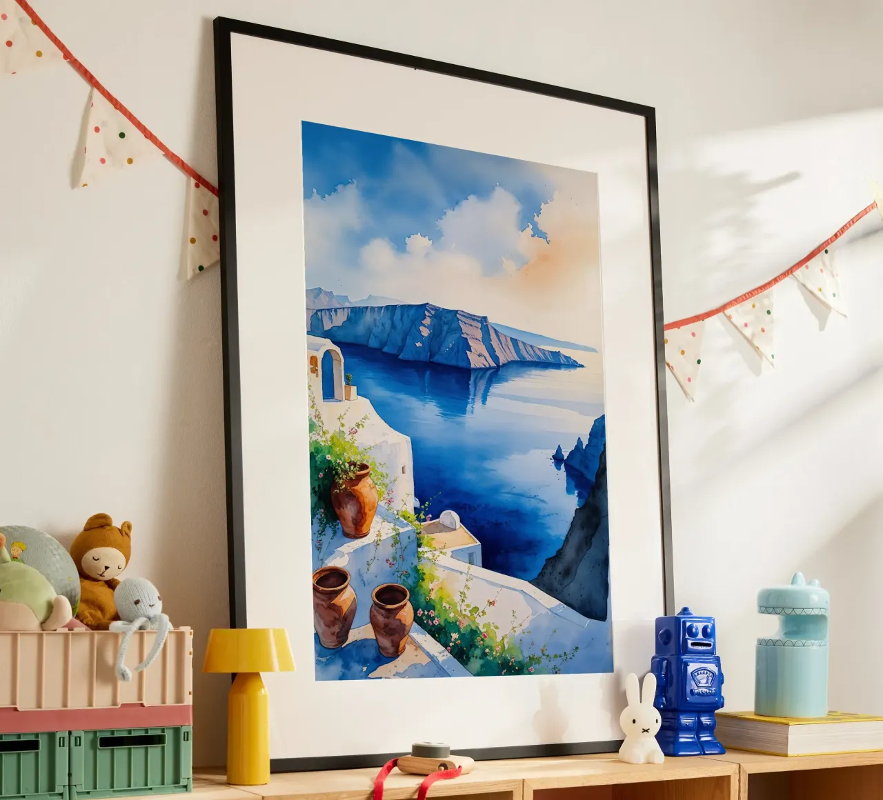Santorini Morning Serenity poster da AlbertKlee