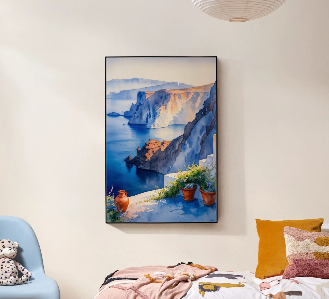 Golden Hour Over Santorini’s Cliffs Acryl-Glas von AlbertKlee