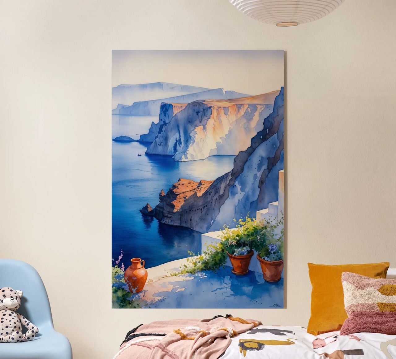 Golden Hour Over Santorini’s Cliffs Acryl-Glas von AlbertKlee