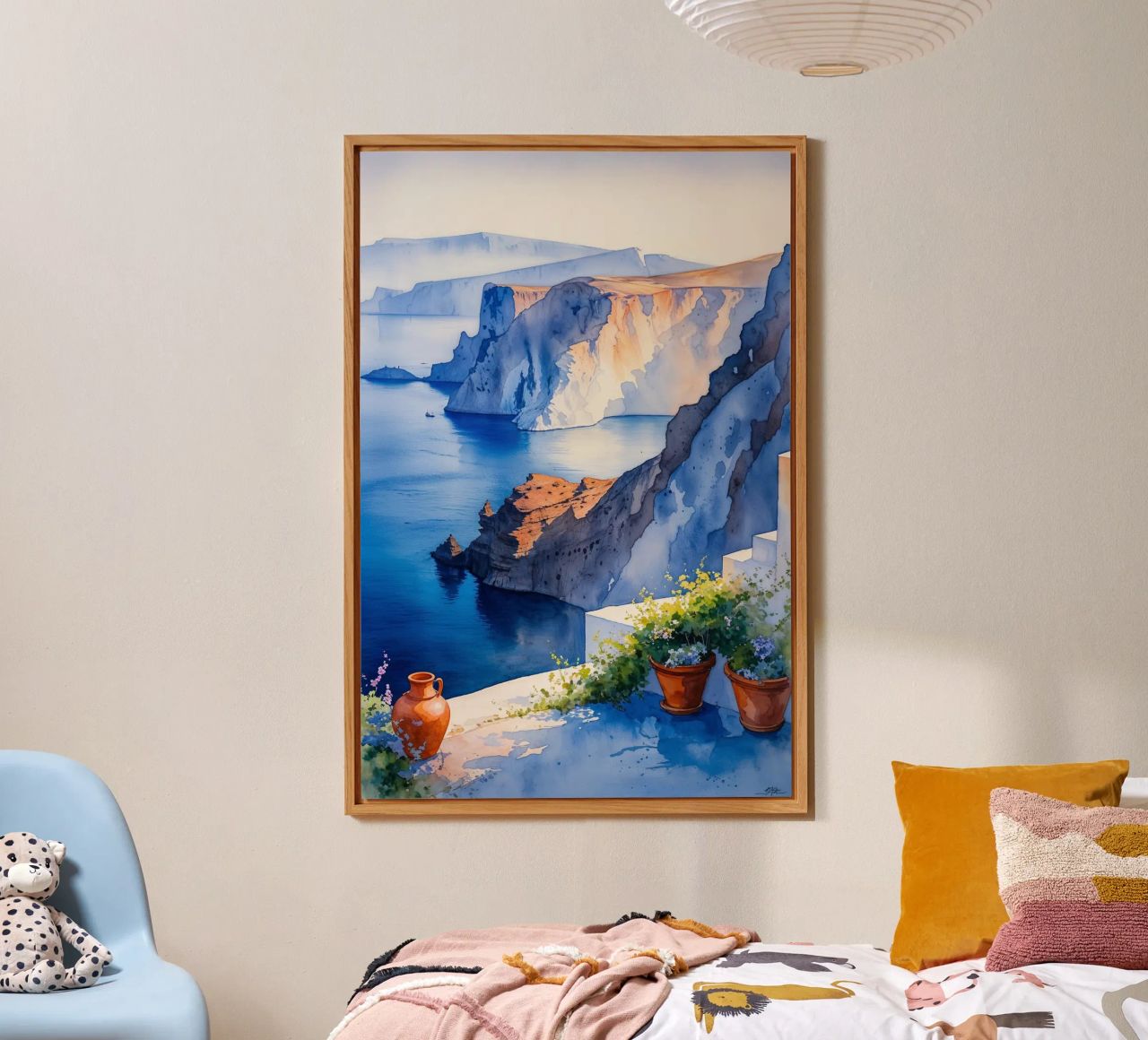 Golden Hour Over Santorini’s Cliffs Alu-Dibond von AlbertKlee