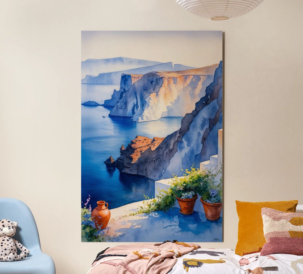 Golden Hour Over Santorini’s Cliffs Alu-Dibond von AlbertKlee