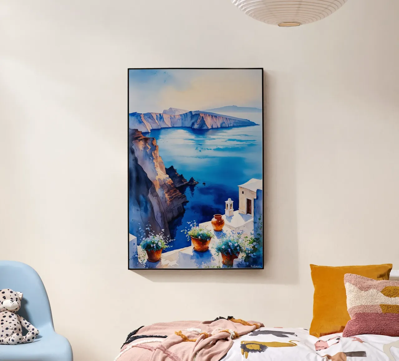 Santorini’s Cliffside Tranquility plexiglass da AlbertKlee