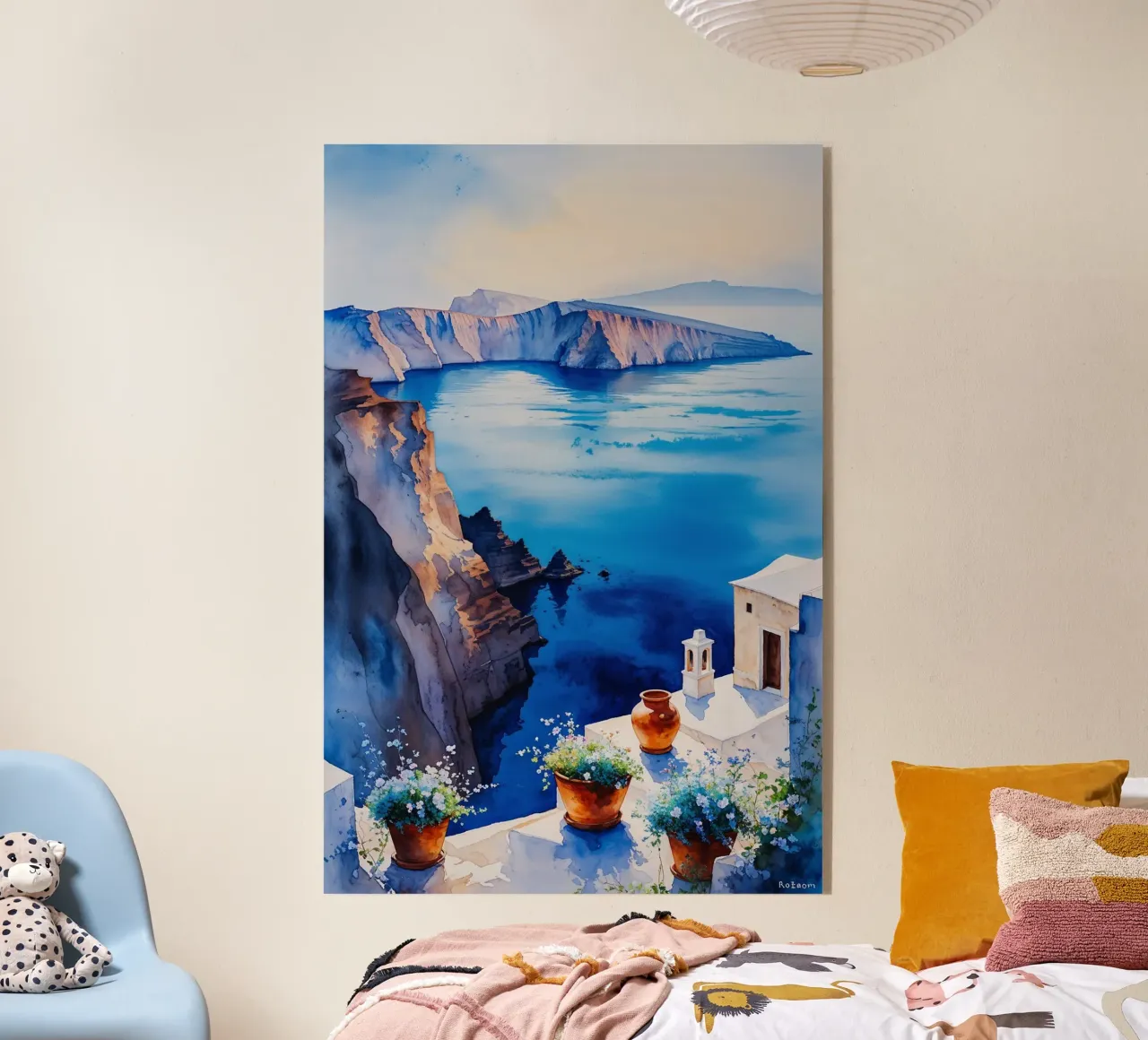 Santorini’s Cliffside Tranquility plexiglass da AlbertKlee