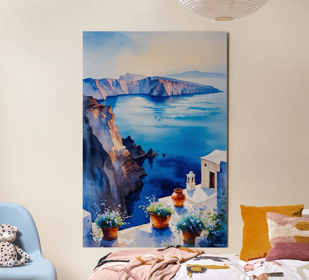 Santorini’s Cliffside Tranquility alluminio dibond da AlbertKlee