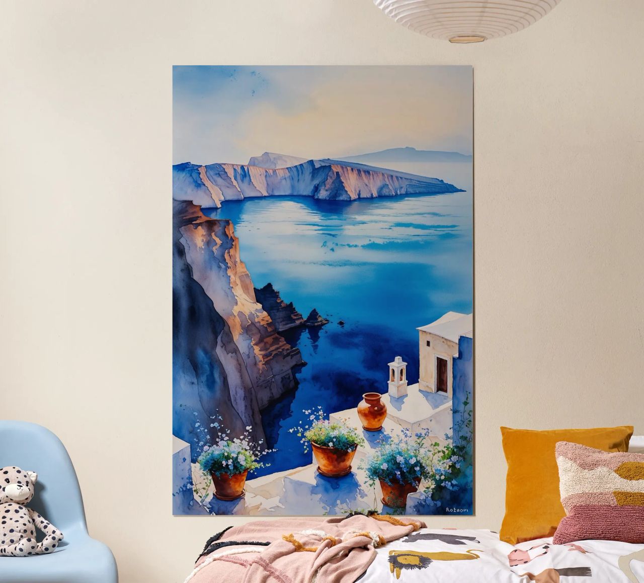 Santorini’s Cliffside Tranquility carta hahnemühle da AlbertKlee
