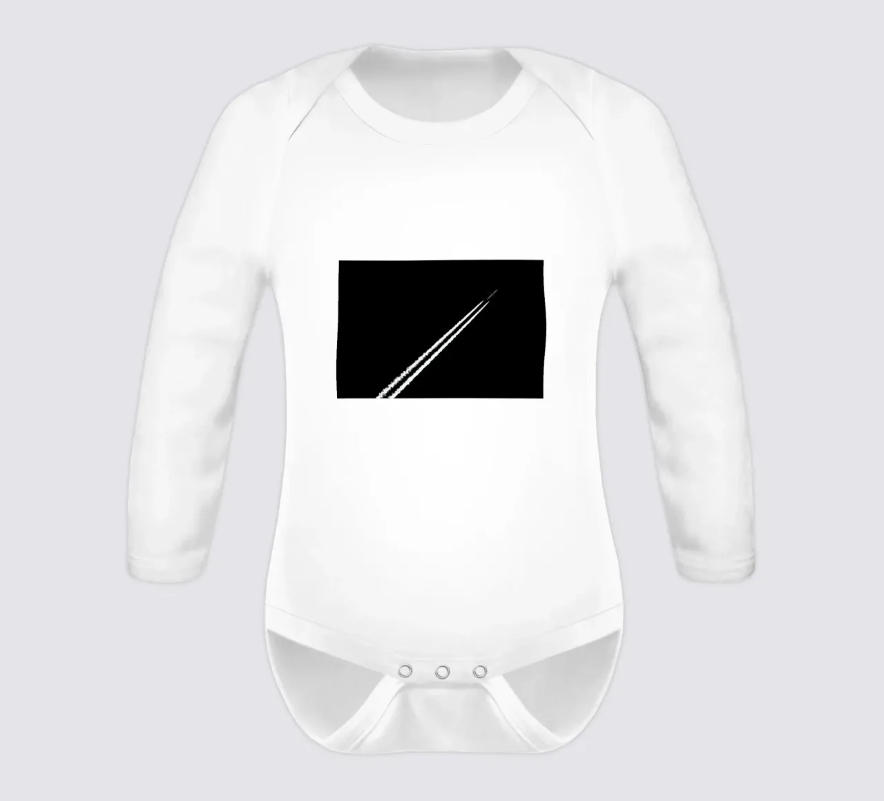 Black and White long-sleeve baby romper by Tal Paz-Fridman