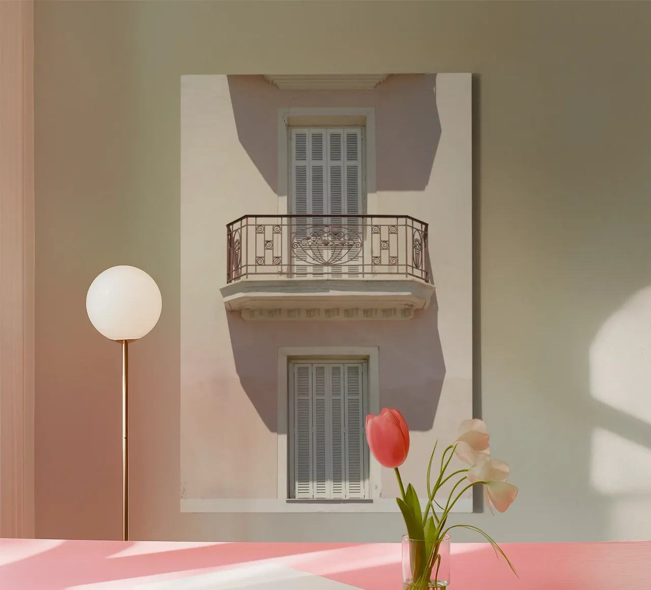 Balcone francese rosa tenue tela con Cornice a cassetta da Henrike Schenk Photography