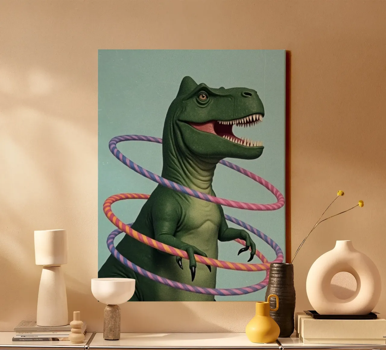 Playful T-Rex Dinosaur canvas by Attaboy Dsgn