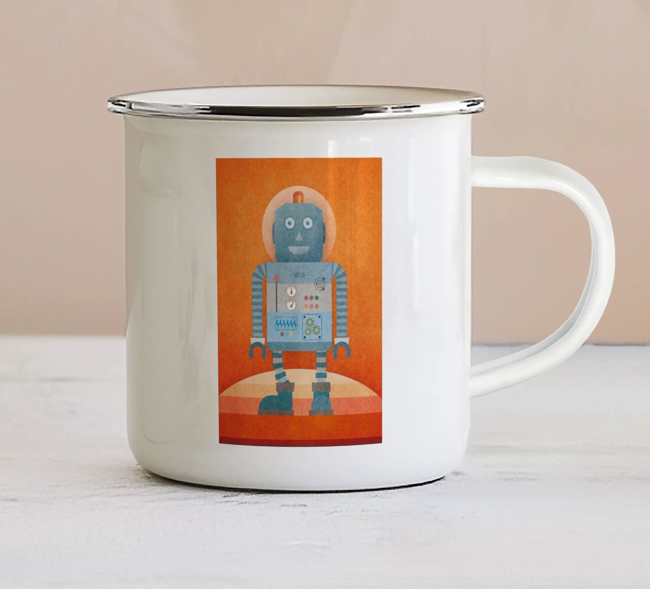 Hello Mr Robot tazza in smalto da lazydaypaper