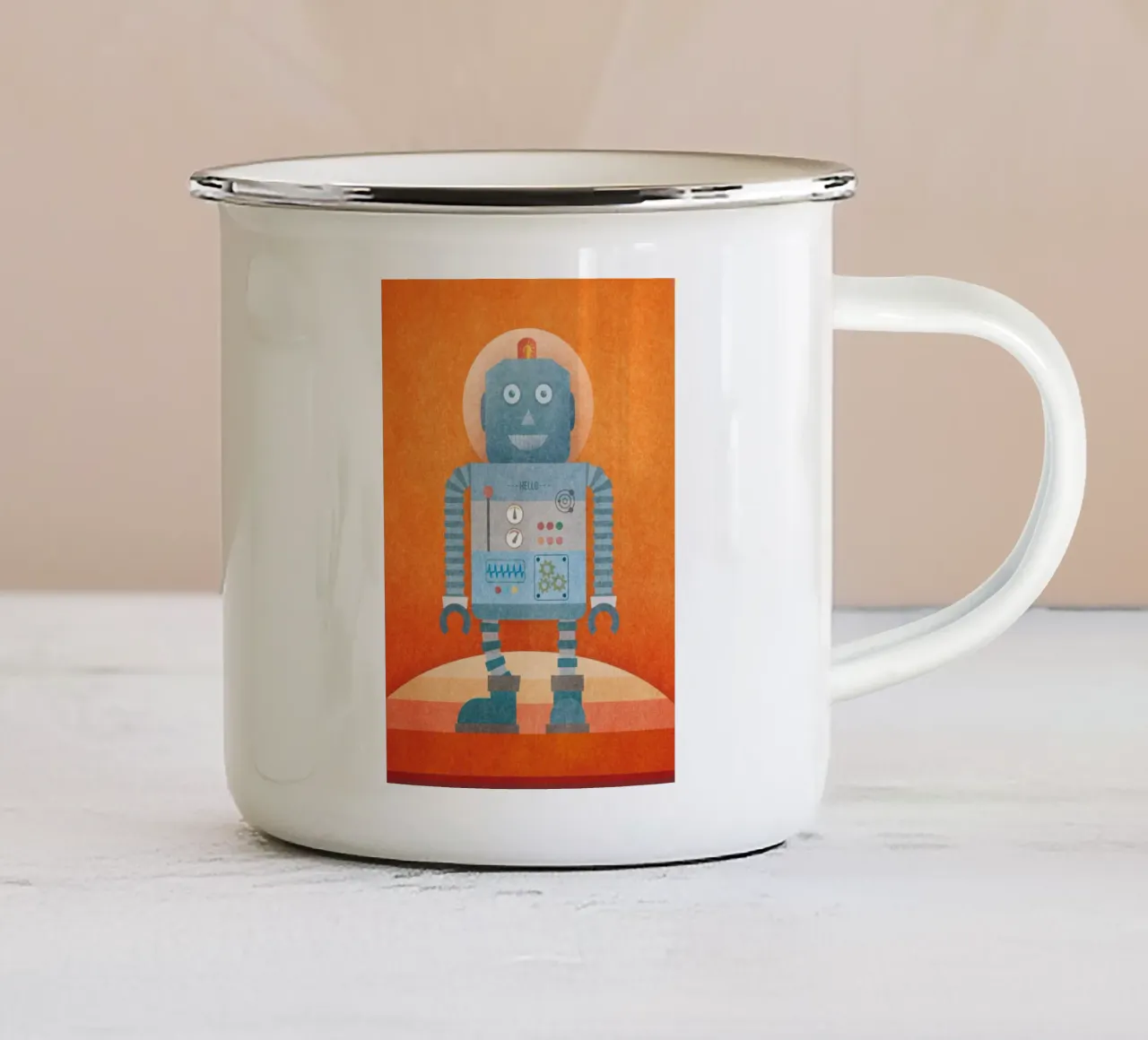 Hello Mr Robot mug en émail de lazydaypaper