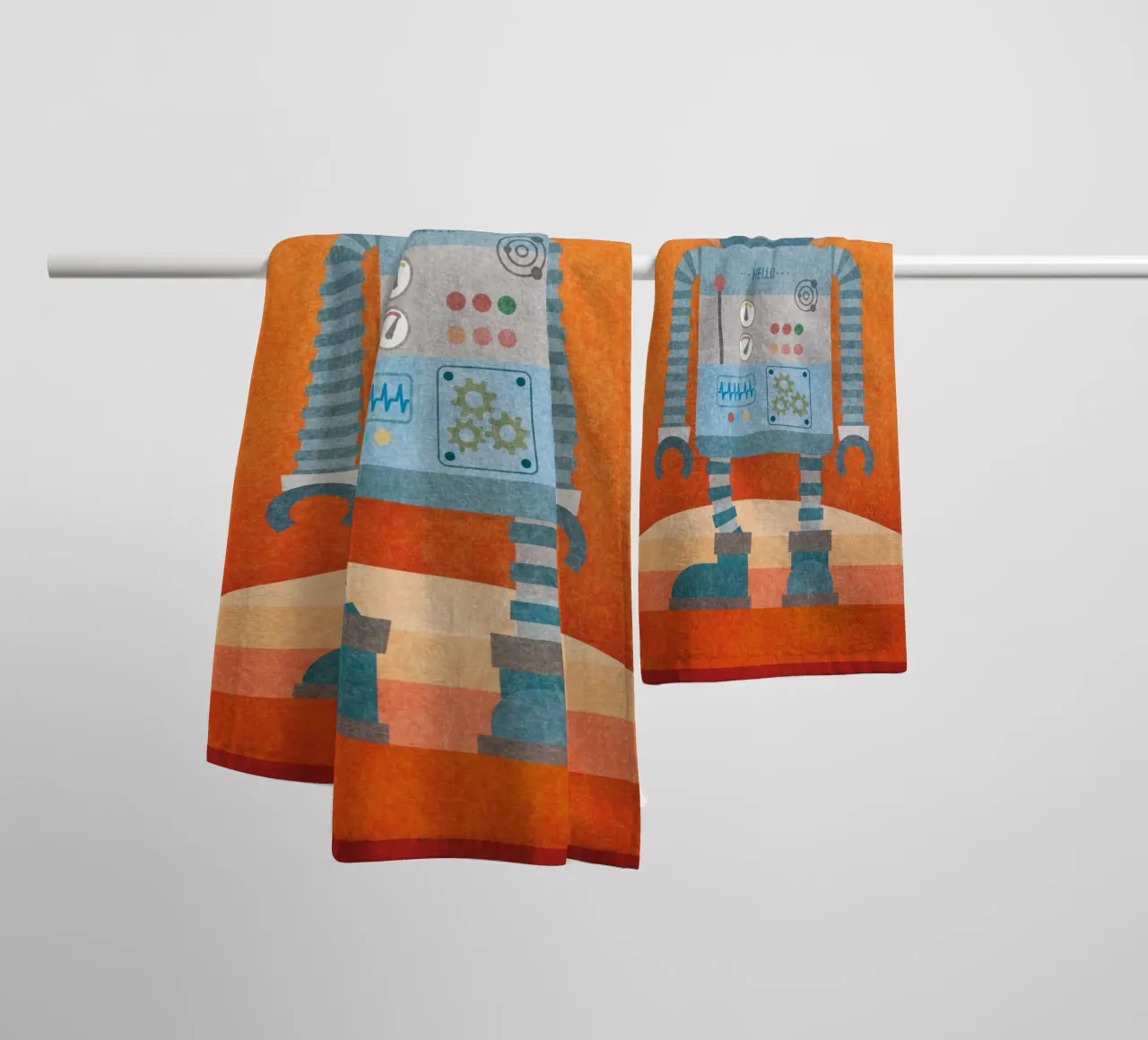 Hello Mr Robot towel by lazydaypaper