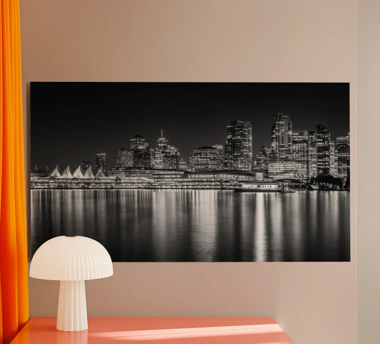 Enchanting evening panorama from Vancouver | Monochrom alu-dibond by Melanie Viola