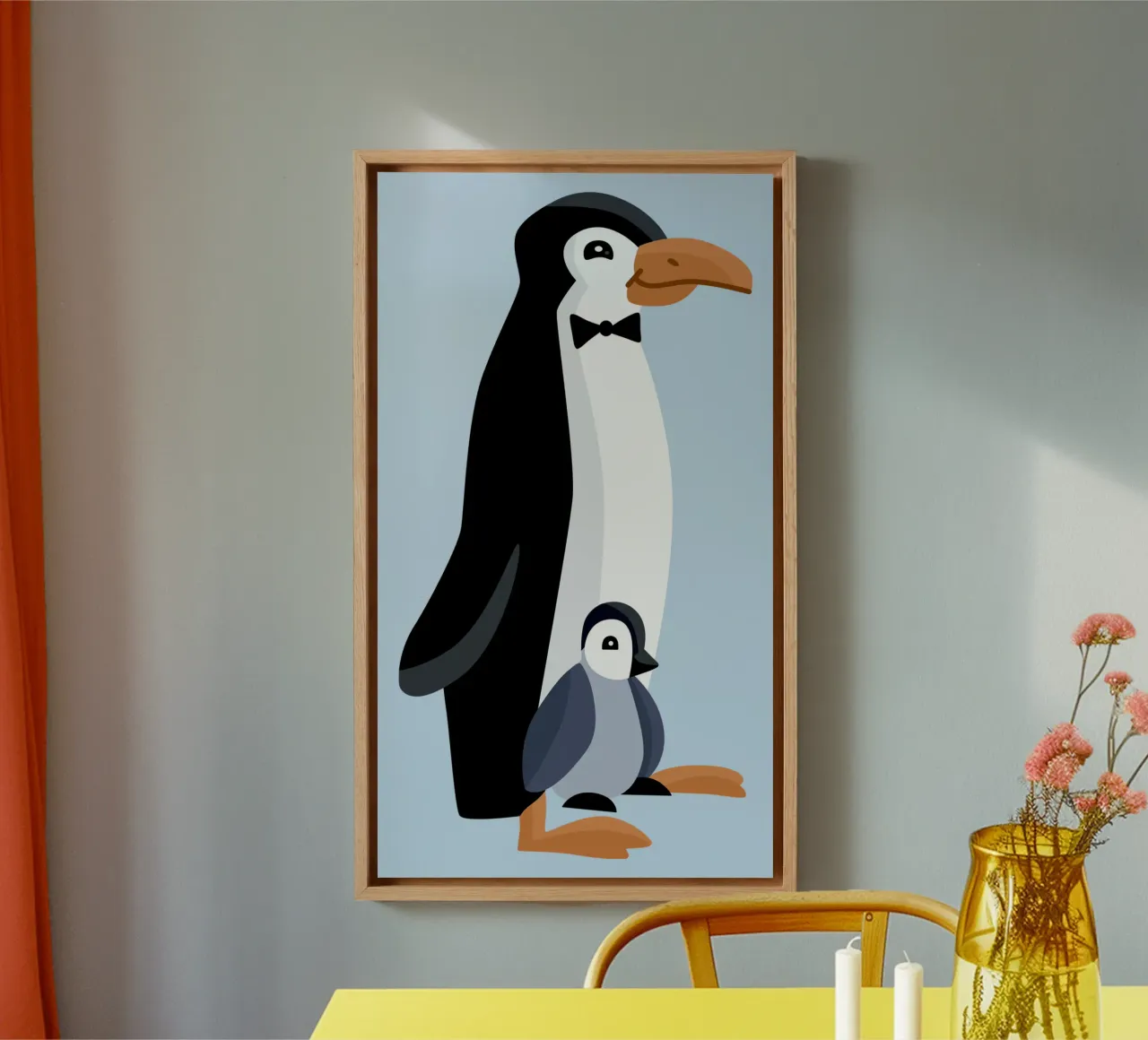 Pinguini tela con Cornice a cassetta da C.WILL