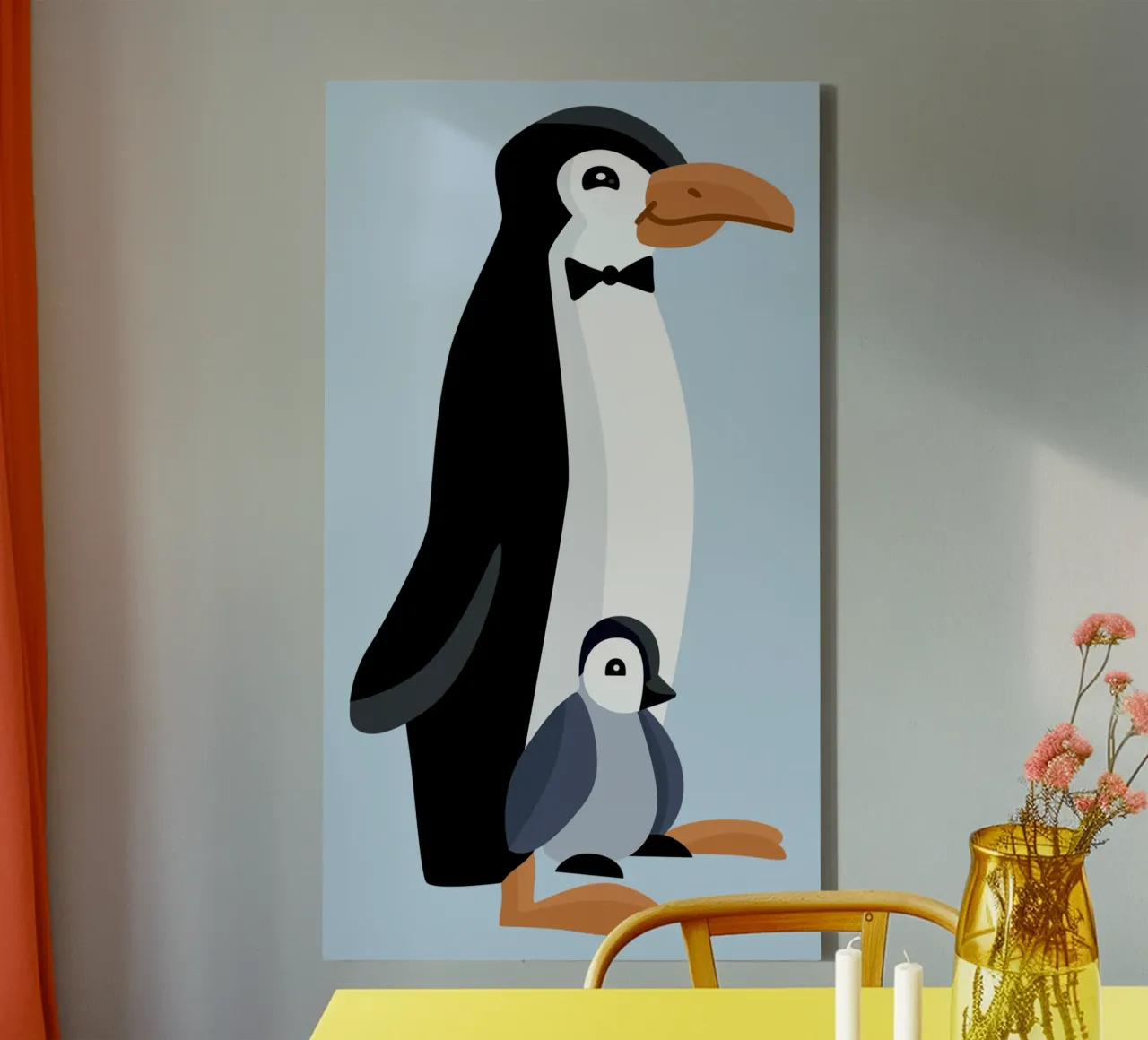 Pinguini tela con Cornice a cassetta da C.WILL
