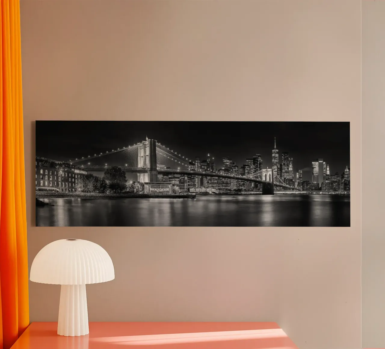 Magnificent NYC skyline from the waterfront in Brooklyn | Panorama sw canvas with Floater frame by Melanie Viola