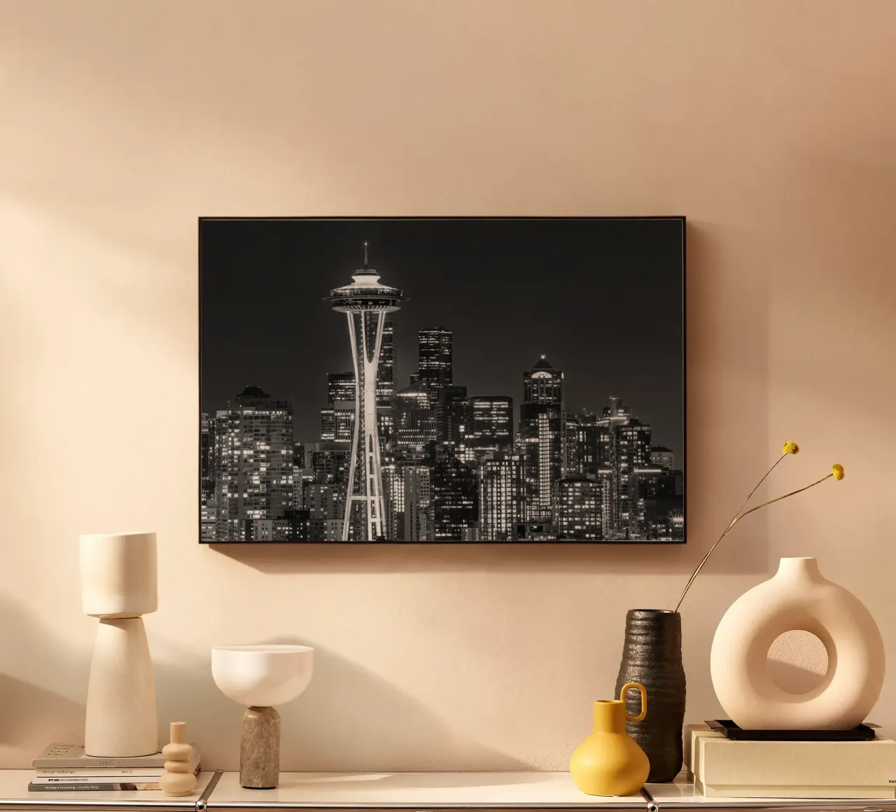 Skyline mozzafiato di Seattle di notte | Monochrom plexiglass da Melanie Viola