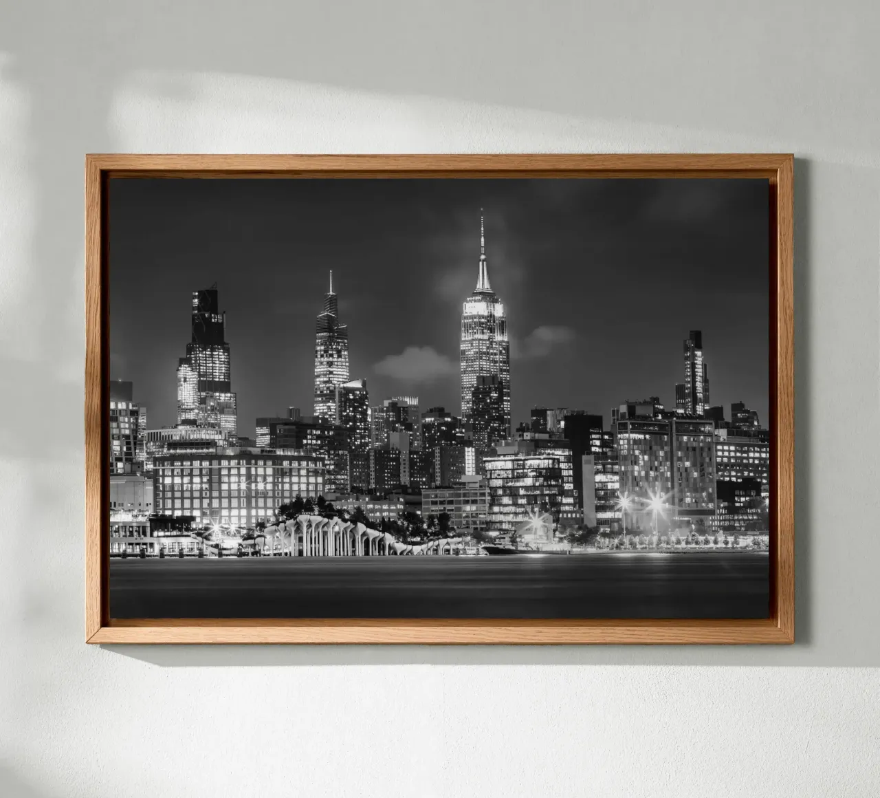 Skyline di Midtown Manhattan con Little Island | Monochrom alluminio dibond da Melanie Viola