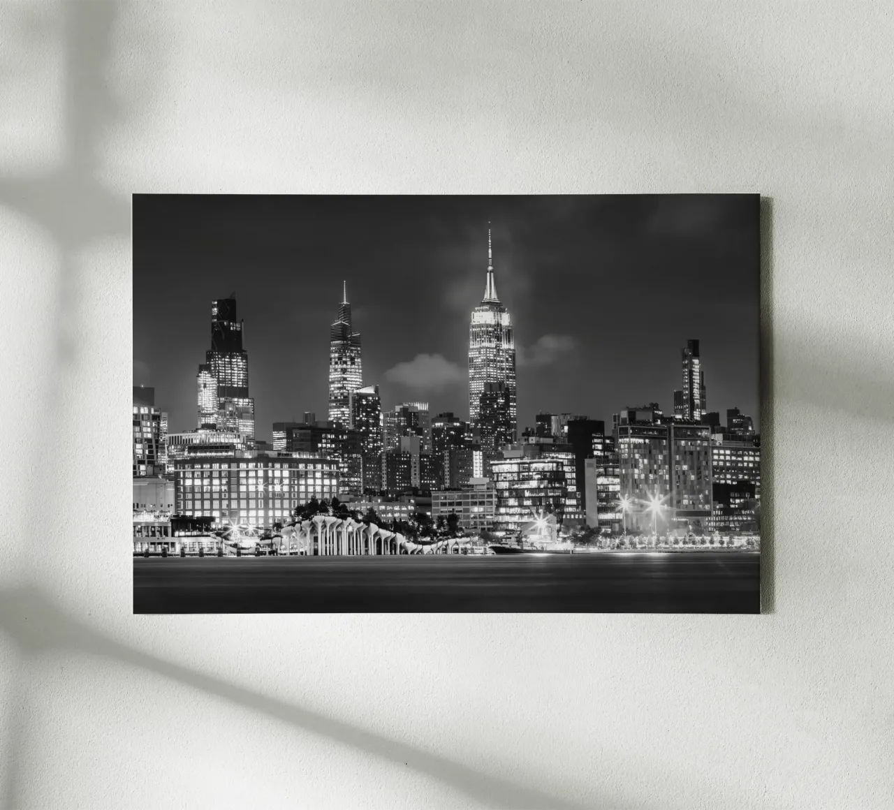 Manhattan skyline mit Little Island | Monochrom canvas van Melanie Viola