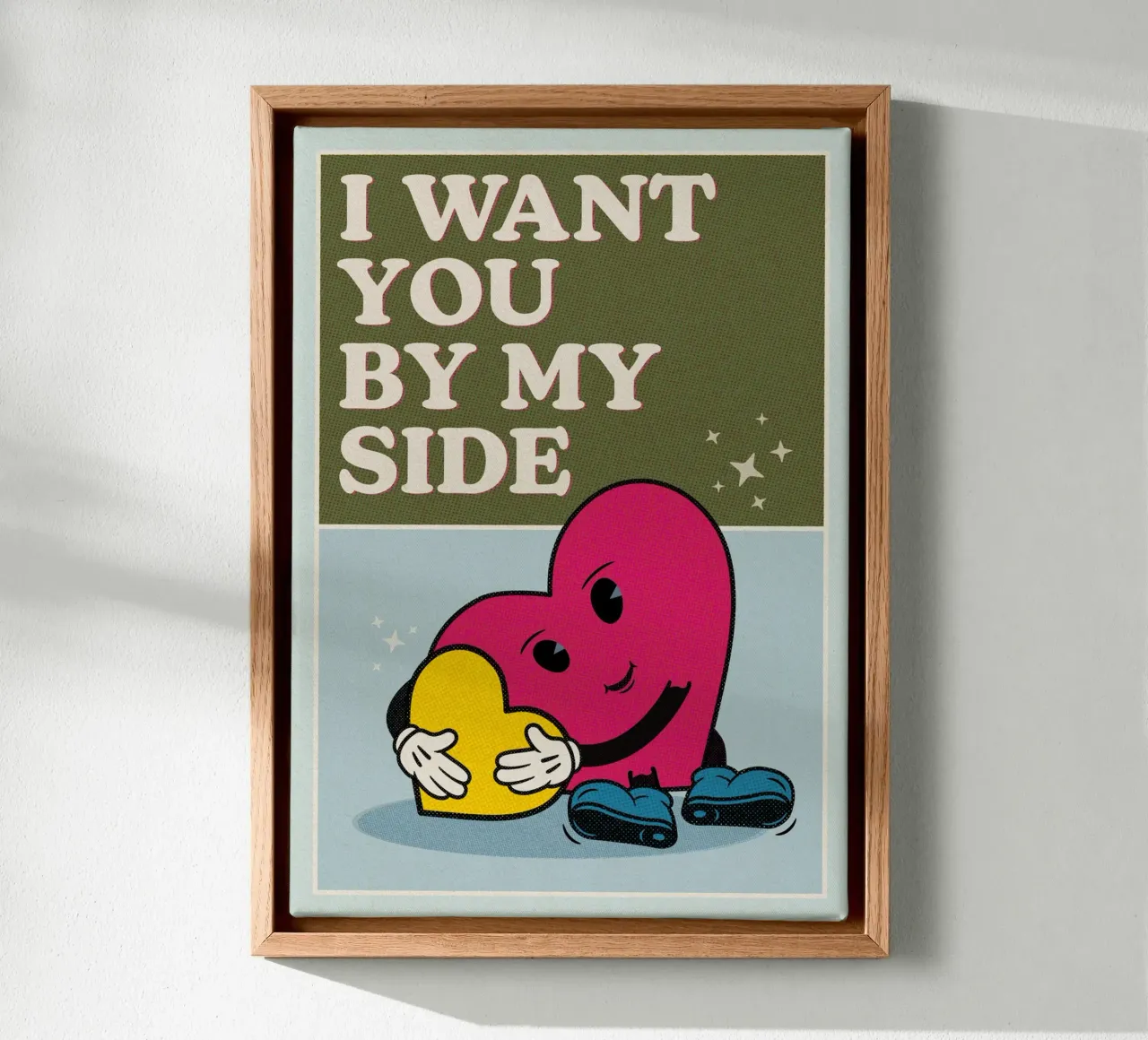 I Want You By My Side tela con Cornice a cassetta da lazydaypaper