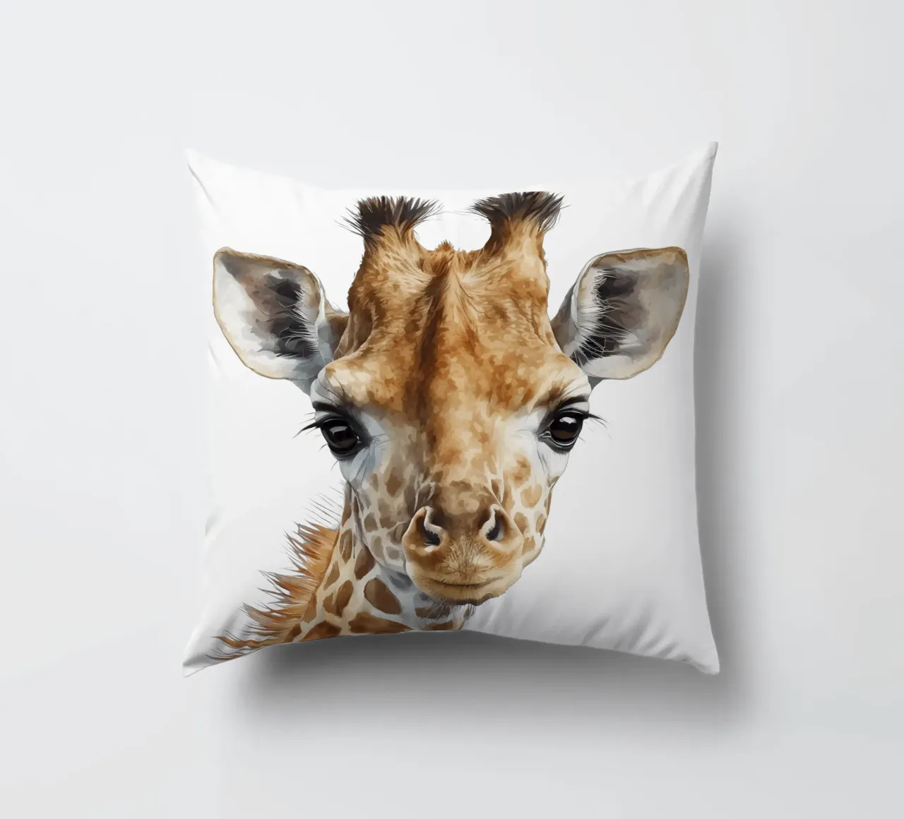 Illustrazione di una graziosa giraffa ad acquerello, decorazione per l'asilo nido cuscino da Little Lila