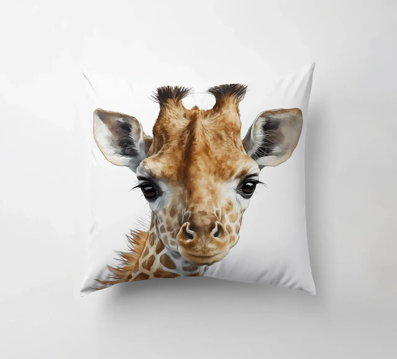 Illustrazione di una graziosa giraffa ad acquerello, decorazione per l'asilo nido cuscino da Little Lila