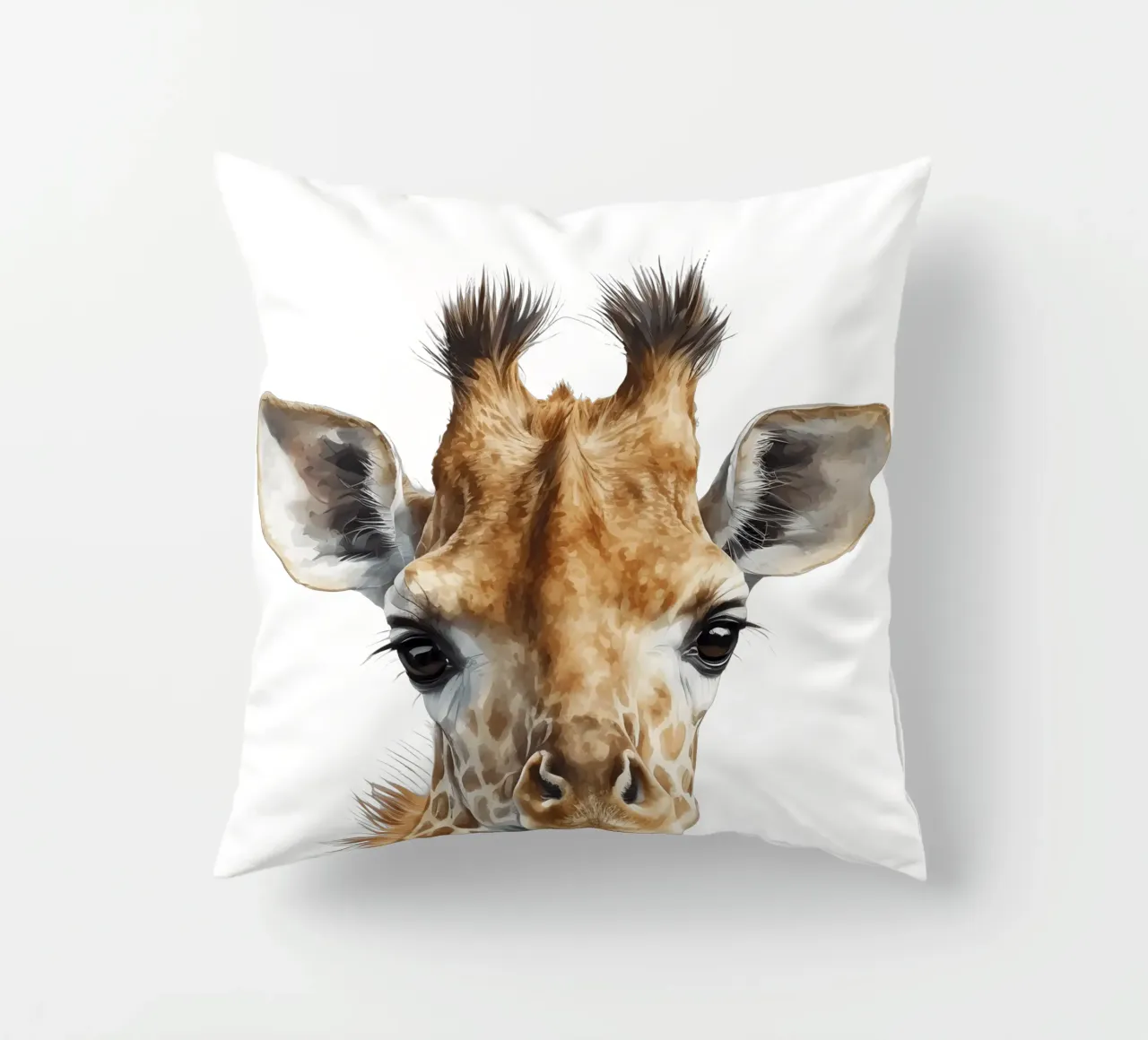 Illustrazione di una graziosa giraffa ad acquerello, decorazione per l'asilo nido cuscino da Little Lila