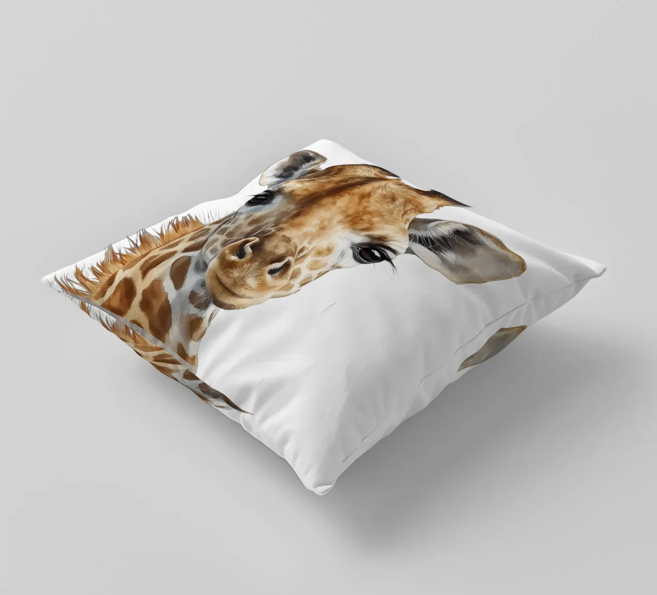 Illustrazione di una graziosa giraffa ad acquerello, decorazione per l'asilo nido cuscino da Little Lila