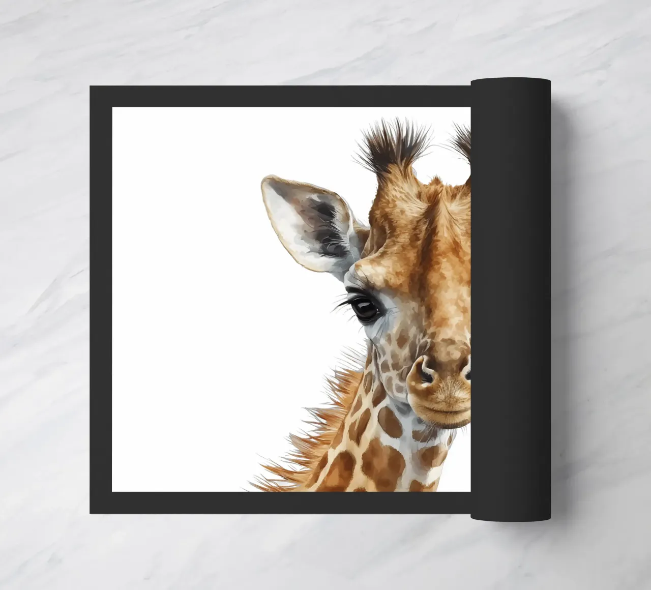 Illustrazione di una graziosa giraffa ad acquerello, decorazione per l'asilo nido zerbino da Little Lila