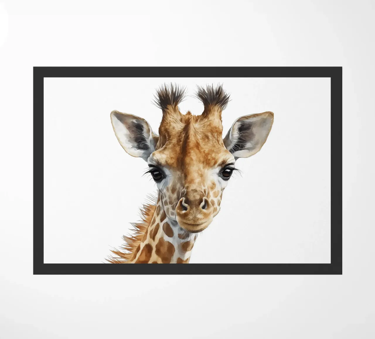 Illustrazione di una graziosa giraffa ad acquerello, decorazione per l'asilo nido zerbino da Little Lila