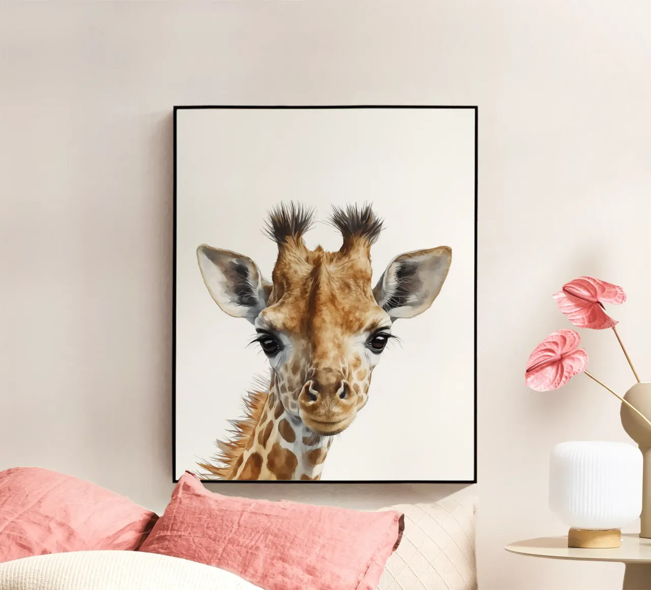 Niedliche Aquarell Giraffe Illustration, Kinderzimmer Dekoration Acryl-Glas von Little Lila