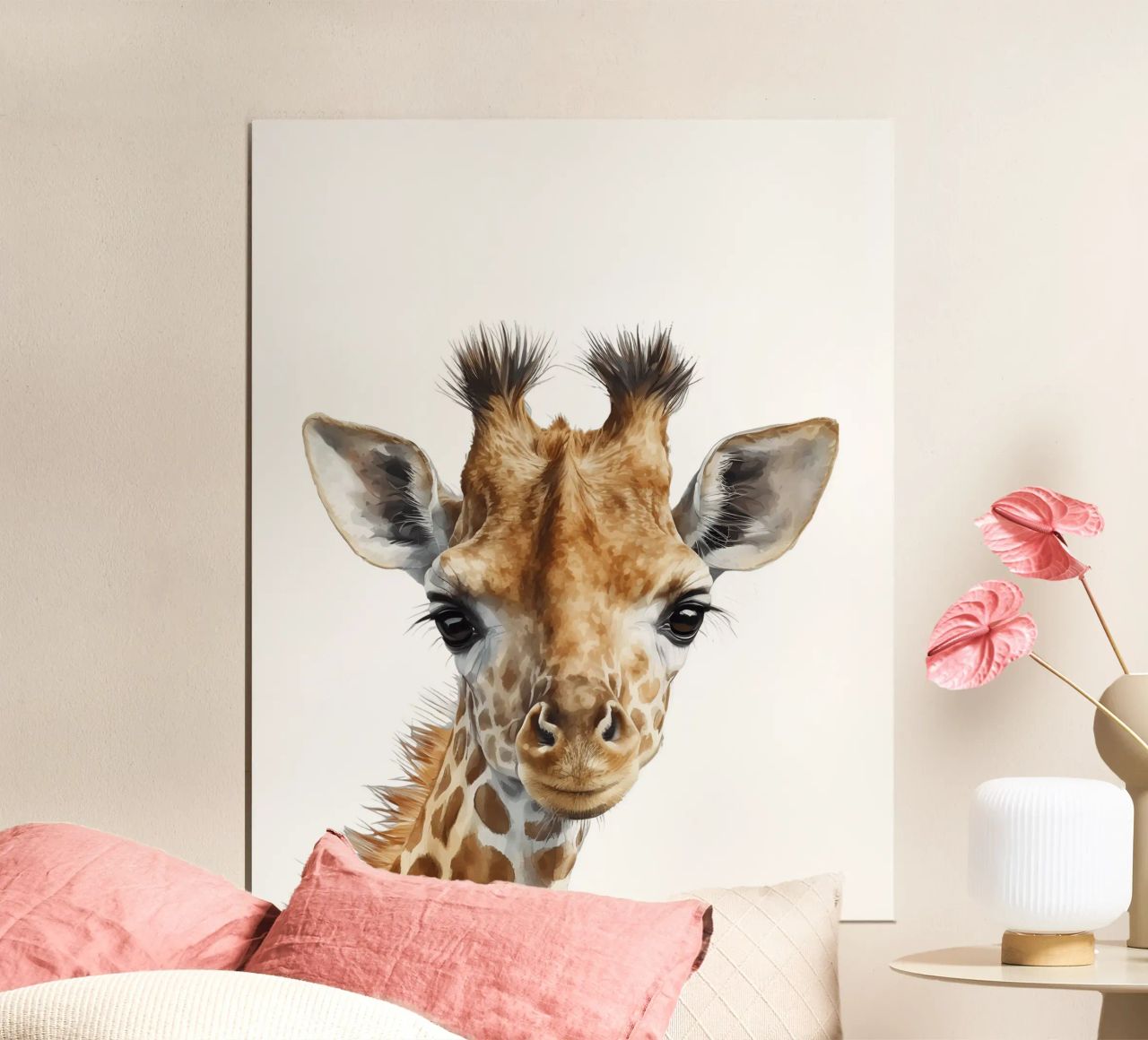 Niedliche Aquarell Giraffe Illustration, Kinderzimmer Dekoration Poster von Little Lila